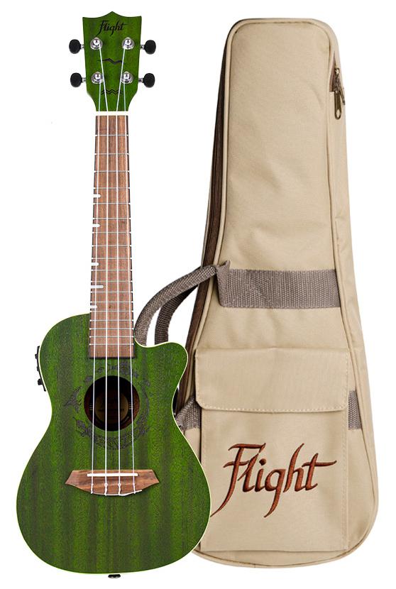 Flight DUC380 CEQ Jade  - Elektro-akustyczne ukulele koncertowe w pokrowcu