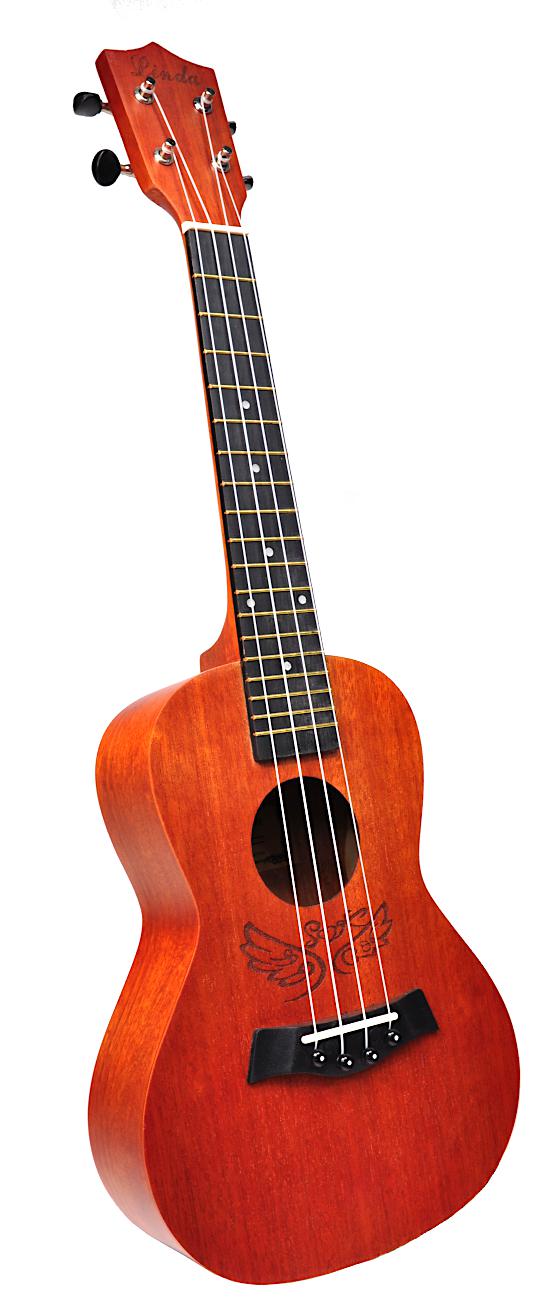 Linda U23MH WINGS - Brązowe naturalne ukulele koncertowe w pokrowcu