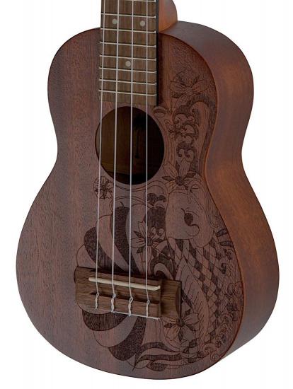 VGS MANOA Kaleo Tattoo KT-SO-NIPPON - ukulele sopranowe z drewna sapele z motywem ryby