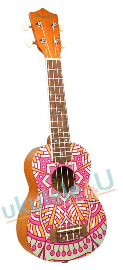 BAMBOO BU-21L Pink Mandala - Ukulele sopranowe z linii Mandala w komplecie z pokrowcem