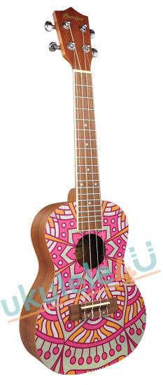 BAMBOO BU-23S Pink Mandala  - Ukulele koncertowe z linii Mandala w komplecie z pokrowcem
