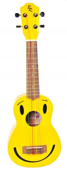 Baton Rouge UR1-S SMILE-BWS  - Żółte uśmiechnięte ukulele sopranowe z kolorowymi strunami