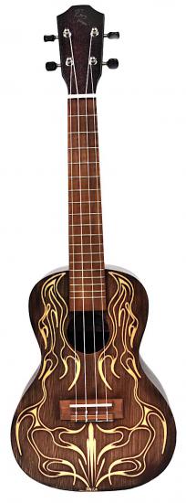 Baton Rouge V3-C PN-FLAMES - Ukulele koncertowe z litym świerkowym topem
