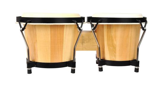 Bongosy drewniane JDB-106-D - Para drewnianych bongosów z naturalnymi strojonymi naciągami