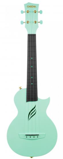 Cascha HH-2287 Carbon Fibre Ukulele Set Mint - Seledynowe koncertowe ukulele z fiber-carbonu w futerale, paskiem i kostkami