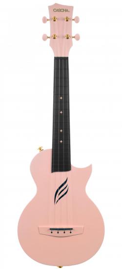 Cascha HH-2288 Carbon Fibre Ukulele Set Pink - Różowe koncertowe ukulele z fiber-carbonu w futerale, paskiem i kostkami
