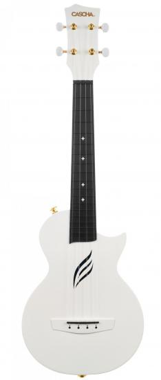 Cascha HH-2286 Carbon Fibre Ukulele Set White - Białe koncertowe ukulele z fiber-carbonu w futerale, paskiem i kostkami