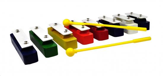 Dzwonki diatoniczne TB8 - Metalowe na kolorowej drewnianej podstawie 