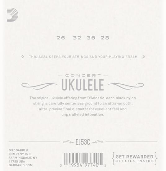 DAddario EJ53C Pro-Arte - komplet czarnych strun do ukulele koncertowego