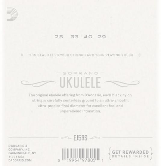 DAddario EJ53S Pro-Arte - komplet czarnych strun do ukulele sopranowego