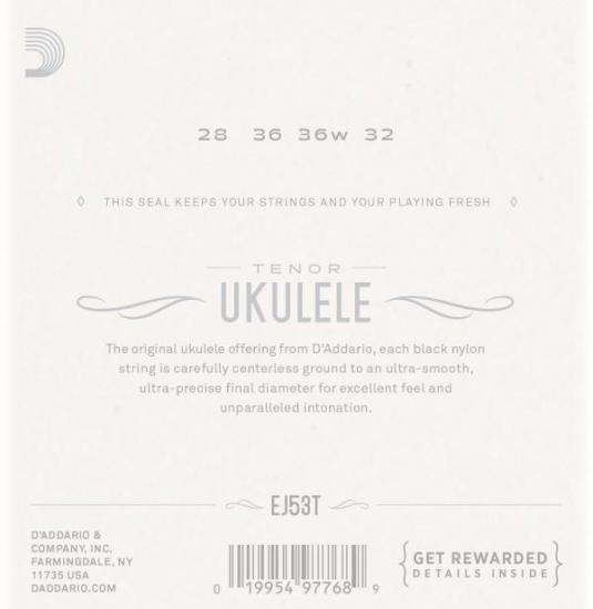 DAddario EJ53T Pro-Arte - komplet czarnych strun do ukulele tenorowego