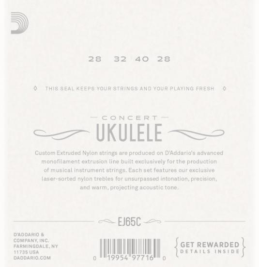 DAddario EJ65C Pro-Arte - komplet przezroczystych strun do ukulele koncertowego