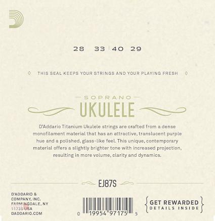 DAddario EJ87S TITANIUM- zestaw strun do ukulele sopranowego