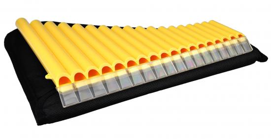 Fletnia Pana  PX-18-YELLOW - Syringa wykonana z tworzywa ze zdejmowanym ustnikiem w komplecie z pokrowcem