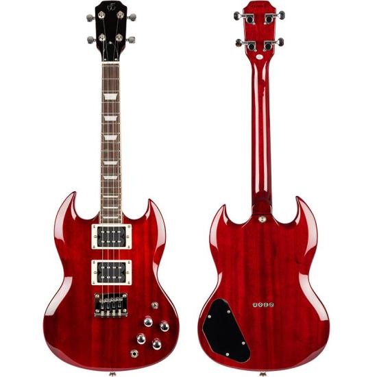 Flight Pioneer Solid Body Cherry Red Electric Ukulele - Tenorowe ukulele elektryczne w kształcie Gibsonowskiego SG z dedykowanym pokrowcem