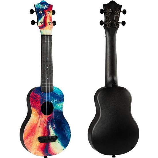 Flight UTS40 SWIRL Ultra Travel Sopran Ukulele - Kolorowe Sopranowe ukulele z serii Taravel w pokrowcu