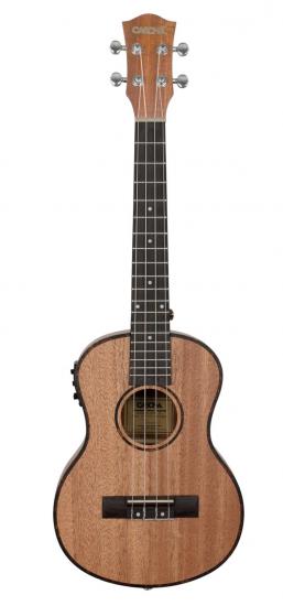 Cascha HH-2048E Premium Mahogany Tenor Ukulele Set - Ukulele tenorowe elektro-akustyczne w ocieplanym pokrowcu oraz kostkami