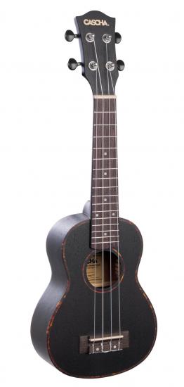Cascha HH-2262 Premium Mahogany Sopran Ukulele Set - Ukulele sopranowe w kolorze czarnym w ocieplanym pokrowcu oraz kostkami