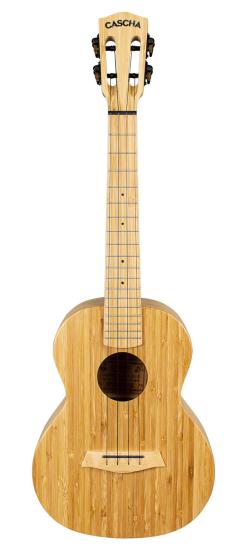 Cascha HH-2314 Tenor Ukulele Bamboo Natural Set - Ukulele tenorowe z litego bambusa w ocieplanym pokrowcu oraz kostkami