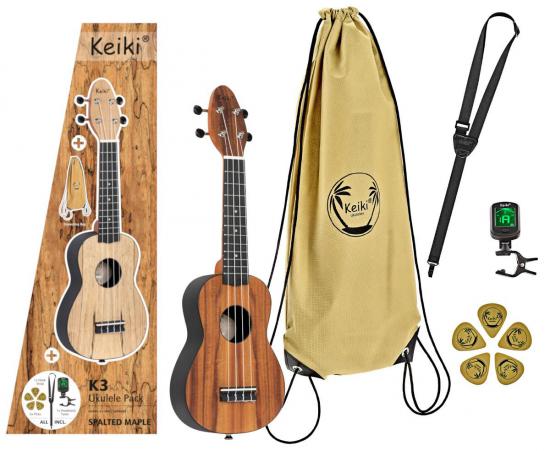 Ortega Keiki K3-ACA - Ukulele sopranowe z akacjo z zestawem akcesoriów Ortega Keiki K3-ACA - Ukulele sopranowe z akacjo z zestawem akcesoriów