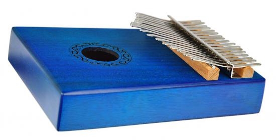 Jeremi W-17T-8 Kalimba 17-keys MAHOGANY - 17-to głosowa niebieska kalimba z litego mahoniowego drewna z zestawem akcesoriów 