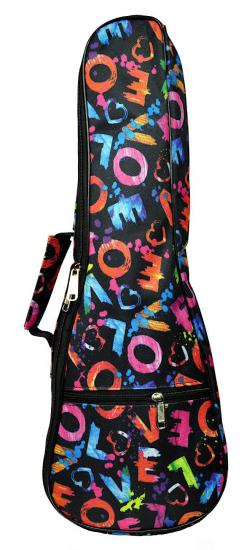 LOVE PU-5 - Kolorowy pokrowiec do ukulele koncertowego z pianką