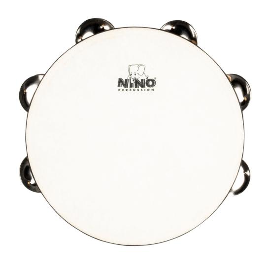 NINO Percussion NINO946 Double Row Headed Wood Tambourine - Drewniany dwurzędowy tamburyn z naciągiem - 8” naturalny