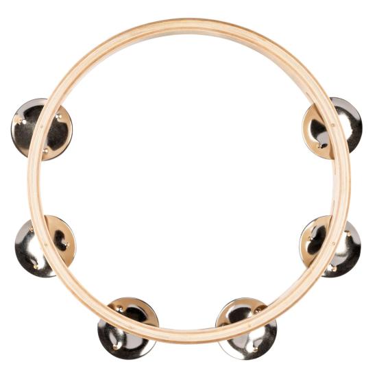 NINO Percussion NINO943 Single  Row Wood Tambourine - 8” Natural - Drewniany tamburyn perkusyjny jednorzędowy o średnicy 8” w kolorze naturalnego jasnego drewna 