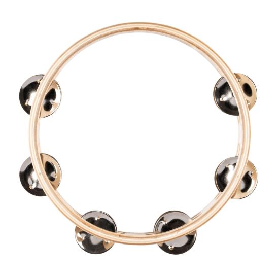 NINO Percussion NINO945 Double Row Wood Tambourine - 8” Natural - Drewniany tamburyn perkusyjny dwurzędowy o średnicy 8” w kolorze naturalnego jasnego drewna 