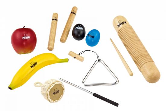 NINO Percussion NINOSET4 Rhythm Set - 8 pcs - Ośmio częściowy zestaw instrumentów rytmicznych dla dzieci w pokrowcu