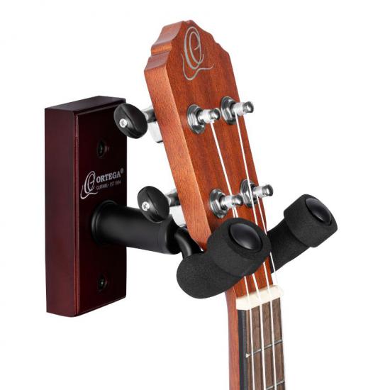 Ortega OUH-1WR - Wieszak na ścianę do ukulele typu HAK w kolorze wine red.