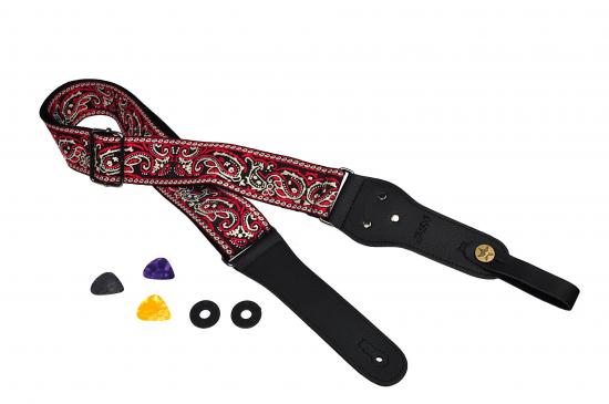 JEREMI GS-08-1 - Uniwersalny pasek do ukulele w zestawie zaczep do mocowania paska na główkę instrumentu