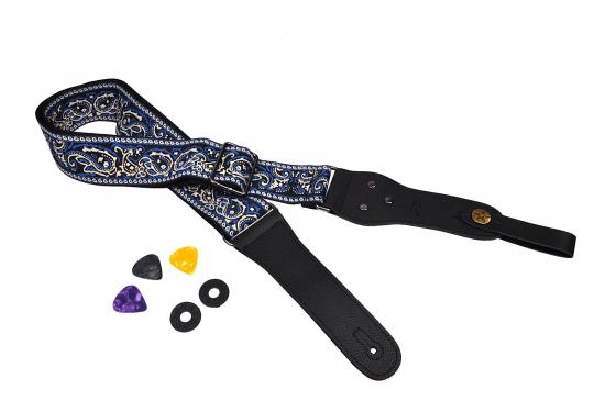 JEREMI GS-08-2 - Uniwersalny pasek do ukulele w zestawie zaczep do mocowania paska na główkę instrumentu