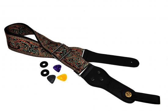 JEREMI GS-08-3 - Uniwersalny pasek do ukulele w zestawie zaczep do mocowania paska na główkę instrumentu