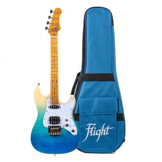 Flight Pathfinder Solid Body Transparent Blue Electric Ukulele - Tenorowe ukulele elektryczne