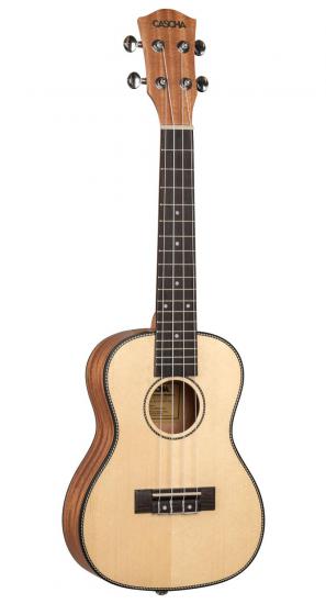 Cascha HH-2151 Solid Top Concert Ukulele Set - Ukulele koncertowe z litym świerkowym topem w ocieplanym firmowym pokrowcu i kostkami do gry