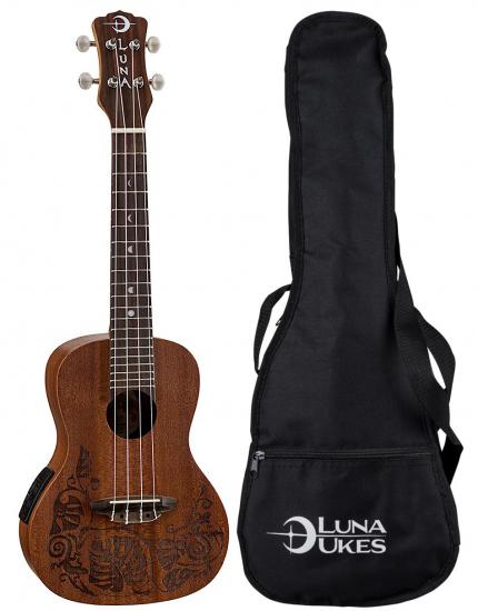 Luna Uke Mo A/E Mahogany - elektryczne ukulele koncertowe z pokrowcem