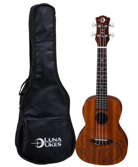 Luna Uke Tattoo Mahogany - ukulele koncertowe z pokrowcem