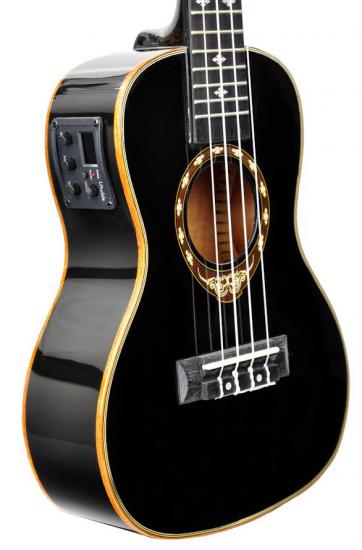 EverPlay LA3-24 BK EQ - Czarne ukulele koncertowe elektro-akustyczne z litego świerku