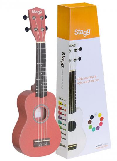 Stagg US-LIPS - Różowe Perłowe ukulele sopranowe z pokrowcem