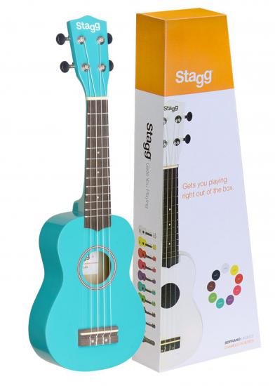 Stagg US-OCEAN - Niebieskie Perłowe ukulele sopranowe z pokrowcem