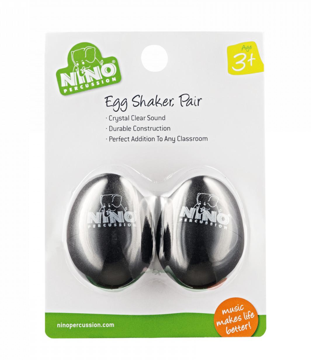 NINO Percussion NINO540BK-2 Egg Shaker - 2 pcs. - Zestaw 2 sztuk marakasów w kształcie jajek w kolorze czarnym