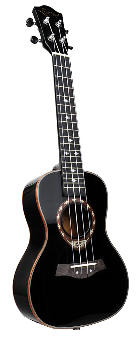 EverPlay LA3-24BK - Czarne ukulele koncertowe z litego świerku na wysoki połysk